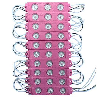 Módulo 3 Led Con Lupa 2w 110v Color Rosa. Paquete X20unidade