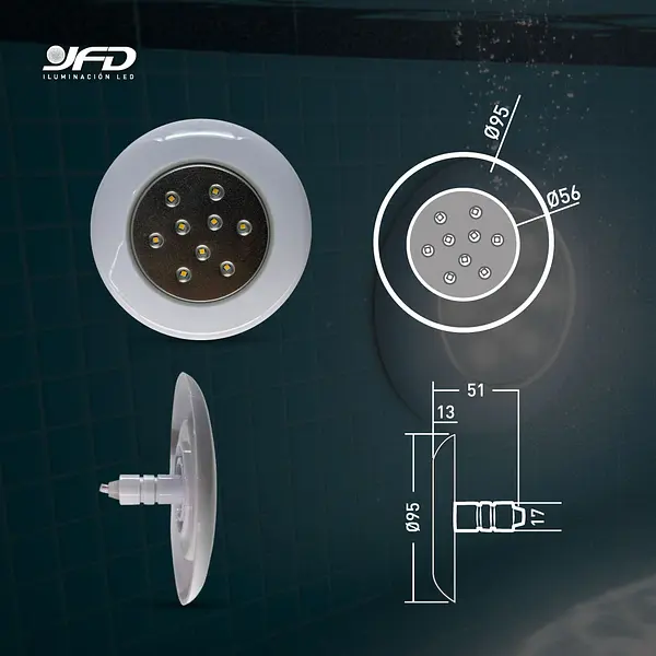 Bala Piscina Led 9w 12v Ip68 Luz Blanca 6500k