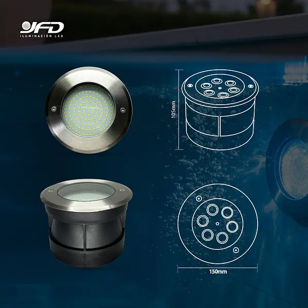 Lámpara Piscina Sumergible Ip68 9w Color 6500k Ac/Dc 12v