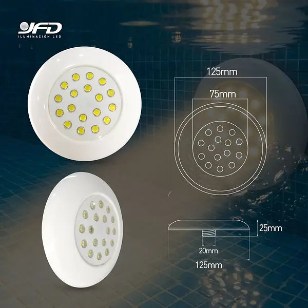 Bala De Piscina Sobre Poner Ultra Plana 12,5cm 3000k 9w