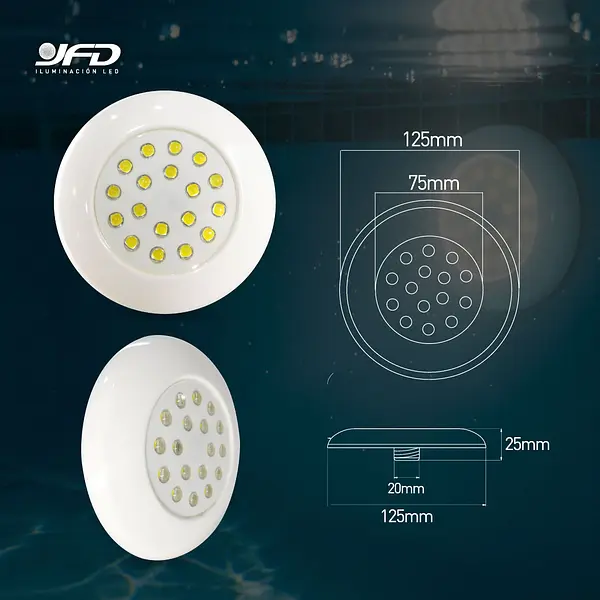Bala De Piscina Sobre Poner Ultra Plana 12,5cm 6500k 9w