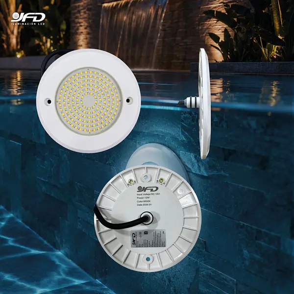 Lampara Led Piscina Sobreponer 10 Inc 150mm 3000k 12w Dc12v