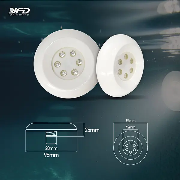 Bala De Piscina Sobreponer Ip68,12v Dc 6w 3000k Smd