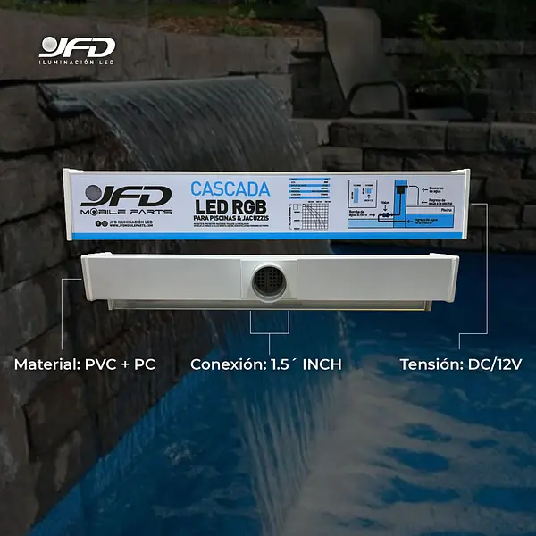 Cascada De Piscina 18w Rgb 150cm